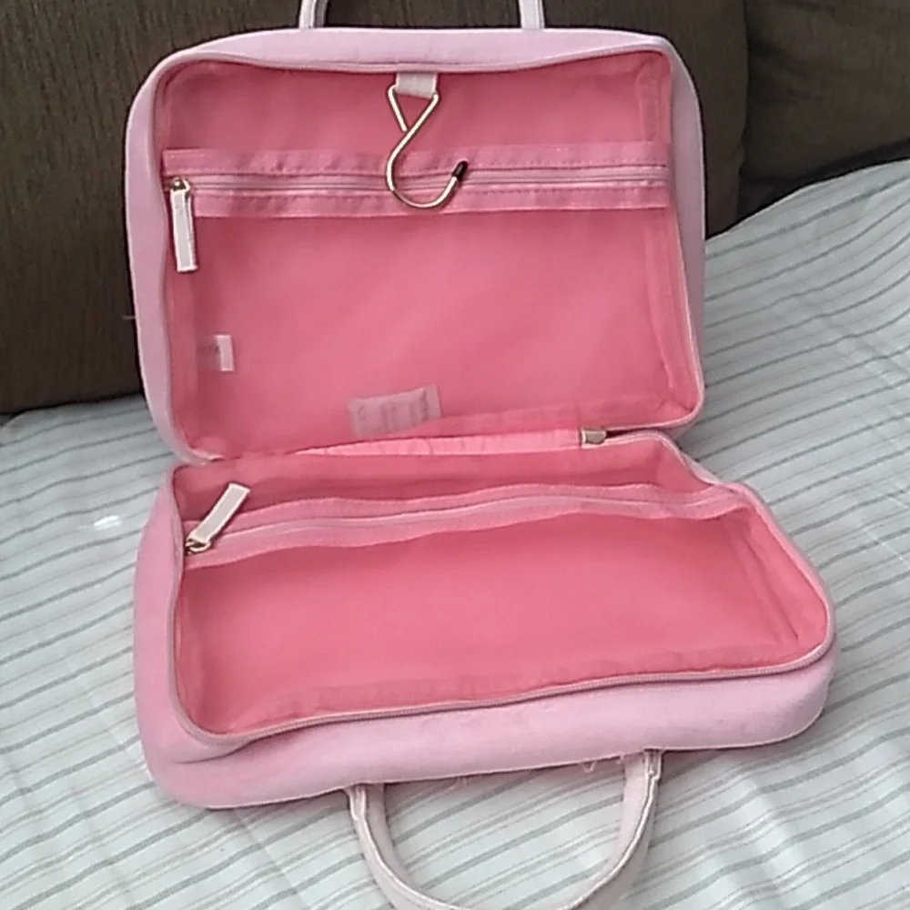 Nwot Benefit pink velour toiletries case